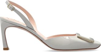Roger Vivier Trompette Slingback Pumps - Dames - Pumps - Grijs - 40 EU - Leer - Schoenen