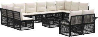 vidaXL Conjunto De Sof&aacute;s De Jard&iacute;n 13 Uds. Negro Rat&aacute;n Sint&eacute;tico Vidaxl