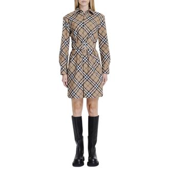 Burberry Checked Shirt Dress - female - Burberry - Shirt Dresses - Beige - 2XS - Dresses