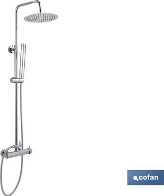 cofan Columna Ducha Con Grifo Monomando 80- 1.40, Columna De Ducha Con Grifer&iacute;a Monomando Cromada. El Cabezal De La Ducha Extraplano Est&aacute; Fabricado En Acero