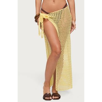 Edikted Avigail Crochet Cotton Maxi Sarong in Yellow at Nordstrom, Size X-Small