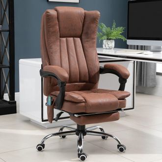 Vinsetto High Back Office Chair with Vibration Massage & Heat, Brown | Size: 4ft