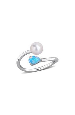 Delmar Cultured Pearl & Ethiopian Opal Crossover Ring in Blue at Nordstrom Rack, Size 6
