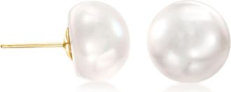 Ross-Simons 12-13mm Cultured Button Pearl Stud Earrings in 14kt Yellow Gold