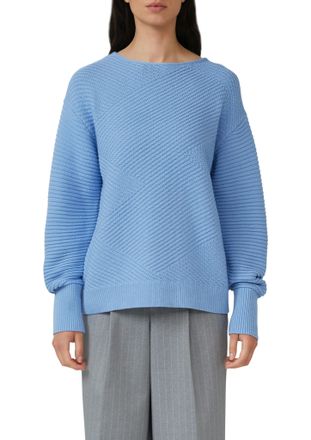 s.Oliver Strickpullover S.OLIVER, Damen, Gr. 38, powder blau, Strick, Obermaterial: 60% Baumwolle, 40% Polyacryl, unifarben, weit h&uuml;ftbedeckend, Rundhals, Flac