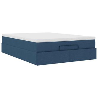 vidaXL Estructura De Cama Otomana Con Colch&oacute;n Tela Azul 140x190cm Vidaxl