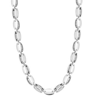 Pompeii3 Mens Polished Steel Clasp Single Tone 8mm Flexible Link 24 Chain