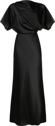 Amsale draped satin gown - women - Polyester - 20 - Black