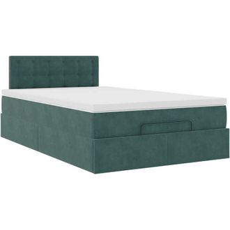 vidaXL Cama Otomana Con Colch&oacute;n 120x190 Cm Terciopelo Verde Oscuro Vidaxl