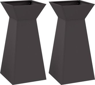 vidaXL Pillar Planter 2 pcs Black 35 x 35 x 73 cm Steel Vidaxl