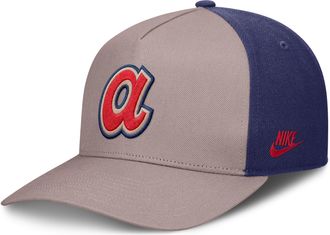Nike Atlanta Braves Cooperstown Rise Nike Mens MLB A-Frame Adjustable Hat in Brown | NB1A0KJ9ATB-LCD