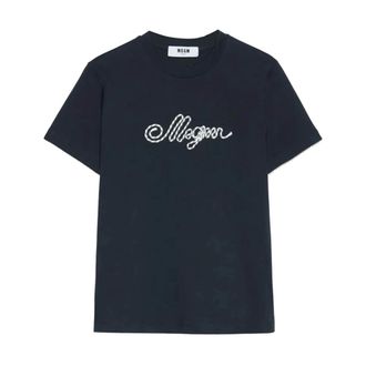 Msgm T-Shirts, female, Blue, Size: XL T-shirt