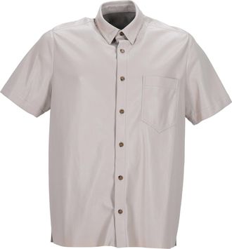 Nanushka Short Sleeve Button-Down Shirt in Beige Polyester