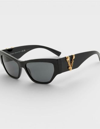 Versace Womens Logo Acetate Sunglasses Black Gold - Size: O/S