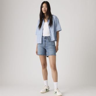 Levi's 501 Mid Thigh Lightweight Shorts - Womens - 23 - Medium Wash / Pen Ring Lightweight