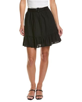 CeCe by Cynthia Steffe Cece Belted Tiered Ruffle Linen-Blend Mini Skirt