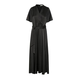 Inwear Elegante Zwarte Lange Jurk met Volantmouwen - Dames - Maxi kleedjes - Zwart - XS - Kleedjes