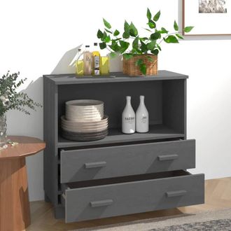 Berkfield Home Sideboard HAMAR Dark Grey 85x35x80 cm Solid Wood Pine | Size: 85 x 35 x 80 cm