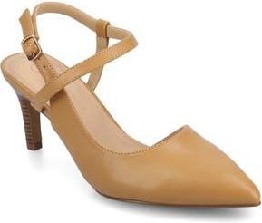 Journee Collection Scipio Pointed Toe Pump - Extra Wide Width Available in Tan at Nordstrom Rack, Size 7.5
