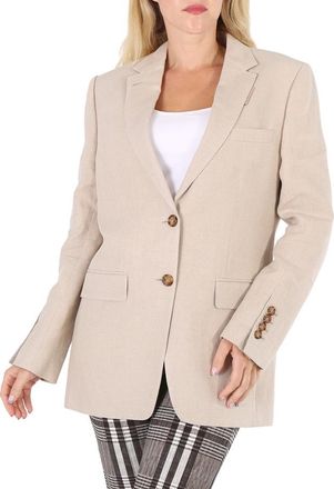 Burberry Ladies Loulou Oatmeal Single-Breasted Tailored Jacket, Brand Size 10 (US Size 8)