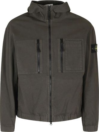 Stone Island All-Weather Cotton Canvas Overshirt - Heren - Zomerjassen - Grijs - L - Katoen - Jassen