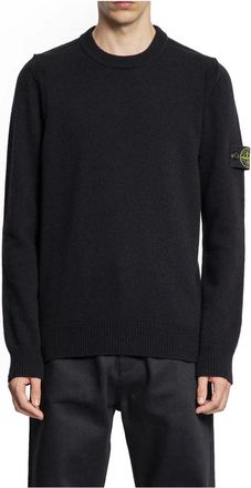 Stone Island Lamswol Trui met Ronde Hals - Heren - Ronde hals truien - Zwart - XL - Wol - Truien & Vesten