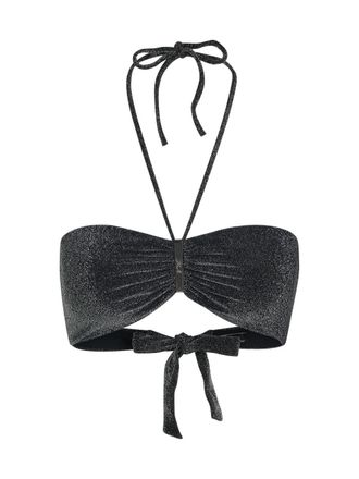 Karl Lagerfeld metallic bandeau bikini top - women - Polyamide/Elastane/Metallic Fibre - S - Black