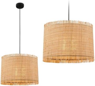 Briloner Lampada a sospensione Borra, paralume in paglia, stile boho, attacco E27, naturale, Ø40 x 128 cm
