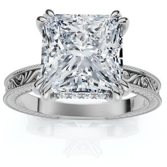 Pompeii3 Certified 2 1/2Ct Princess Cut Louve Diamond Engagement Ring 14k Gold Lab Grown
