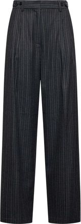 Silvian Heach Wijde broek met dunne strepen - Dames - Straight fit broeken - Grijs - M - Polyester - Broeken