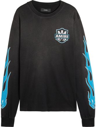 Amiri Eagle Flames Printed Cotton top - Black - XL