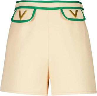 Valentino Garavani Crepe Couture Shorts - Dames - Bermuda - Beige - S - Wol - Korte Broeken