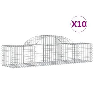 Berkfield Home Arched Gabion Baskets 10 pcs 200x50x40/60 cm Galvanised Iron in Silver