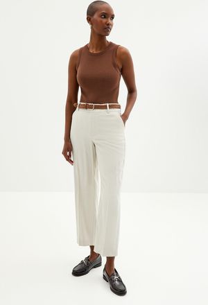 Contemporaine Womens Universal belted fluid pant Fit: Semi-slim leg, mid rise