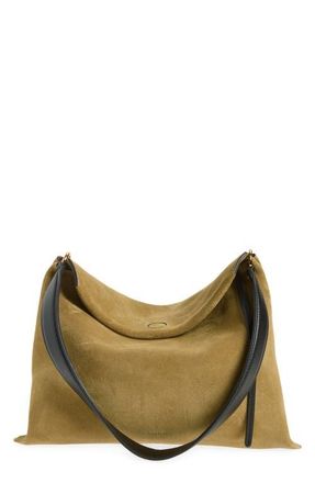 Wandler Small Penelope Slouch Suede Shoulder Bag in Khaki Suede /Black at Nordstrom