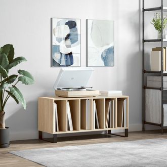 vidaXL Mueble Discos Madera Contrachapada Roble Sonoma 100x38x48 Cm Vidaxl