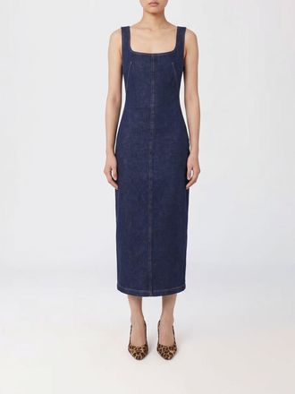 Sportmax Abito midi a tubino slim fit in denim di cotone con scollo quadrato