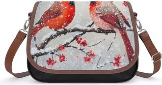 Generic Cardinal Snowy Day Bird Cherry11 Flower Small Womens Crossbody Bags Shoulder Handbag with Adjustable Strap for Travel