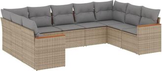 vidaXL Juego De Sof&aacute;s Jard&iacute;n Con Cojines Beige Mezcla 9 Pzas Rat&aacute;n Pe Vidaxl