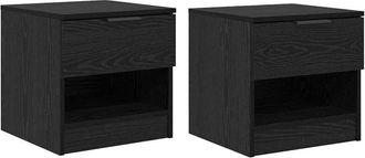 vidaXL Mueble de cama con cajón 2 pcs Roble negro 40 x 39 x 40 cm vidaXL