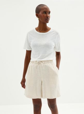 Contemporaine Womens Drawcord waist pure linen Bermuda short Fit: Wide leg, high rise
