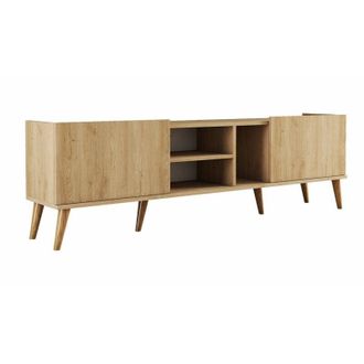 Dmora Mobile porta tv Alberona, Credenza da soggiorno, Armadio basso per tv, Base parete attrezzata, 180x34 h52 cm, Quercia - Dmora