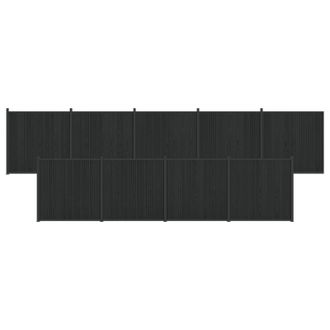 vidaXL Panel De Valla 9 Pcs Wpc Y Aluminio Negro Vidaxl