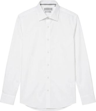 Michael Kors Dobby Engineerd Modern Fit Shirt - Heren - Casual Overhemden - Wit - L - Katoen - Overhemden