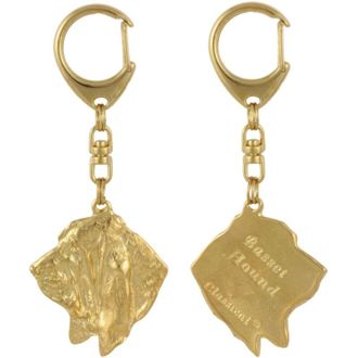 OEM Basset Hound I - Llavero De Perro Ba&ntilde;ado En Oro, Decoraci&oacute;n De Bolsos, Accesorio De Lujo De Art-dog
