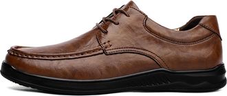 Generic Mens Dress Shoes Casual Oxford Lace-up Genuine Leather Fashion Business Formal Shoes (Brown,6.5)