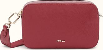 Furla Net Borsa A Tracolla Mini Ciliegia D Rosso Pelle Di Vitello Granata + Nastro Logato Donna