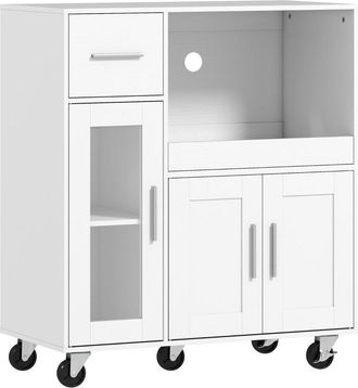 STILVORA Carro De Cocina Con 2 Puertas 1 Caj&oacute;n Y Estante Ajustable Con Ruedas, En Madera, 80x40x88,7 Cm, Blanco