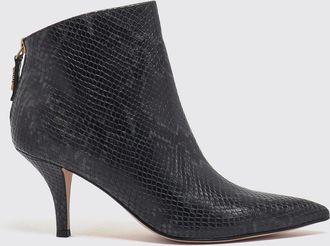 Twinset Python-Print Leather Ankle Boots with Stiletto Heel