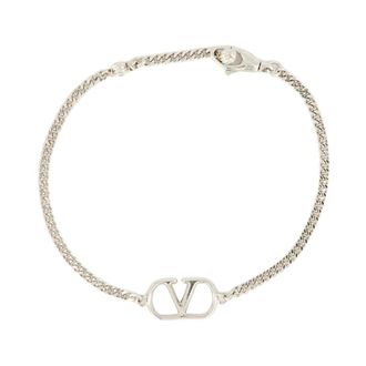 Valentino Garavani Palladium Metalen Armband met Vlogo - Heren - Armbanden - Grijs - ONE Size - Accessoires